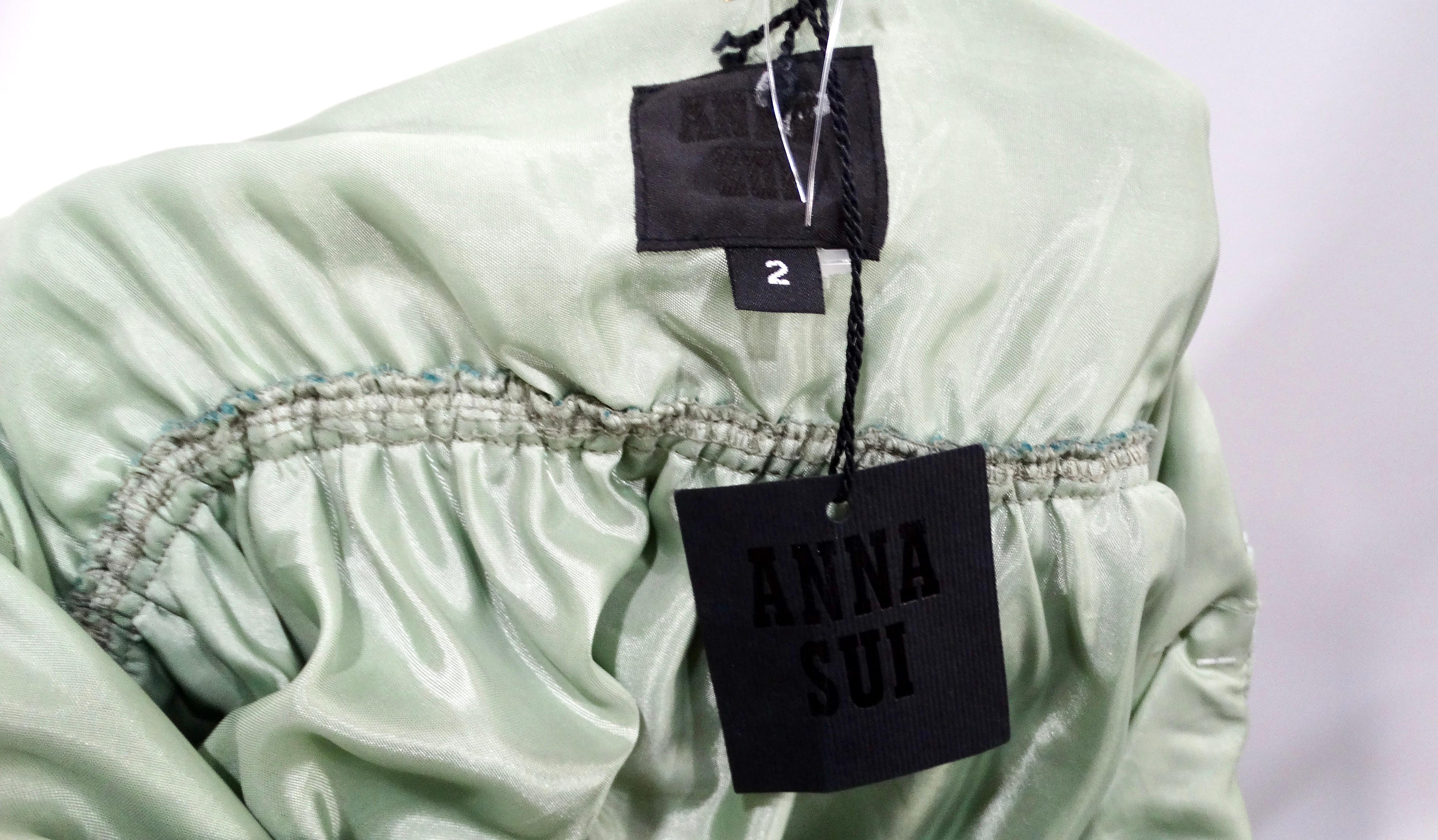 Anna Sui 2000s Teal Handkerchief Midi Dress For Sale 3