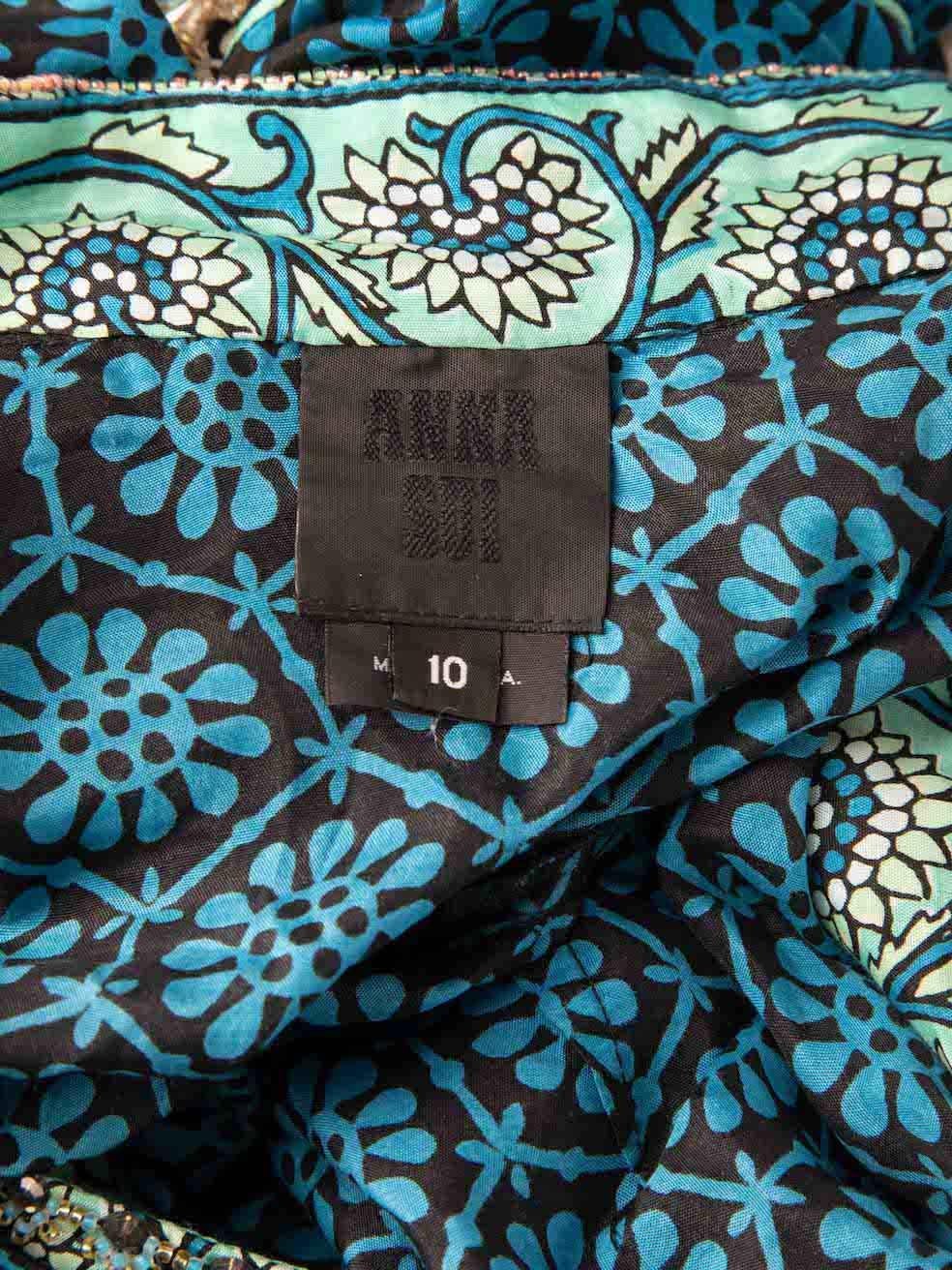 Anna Sui Perlen verziertes Muster Tunika-Top Größe XL Damen im Angebot