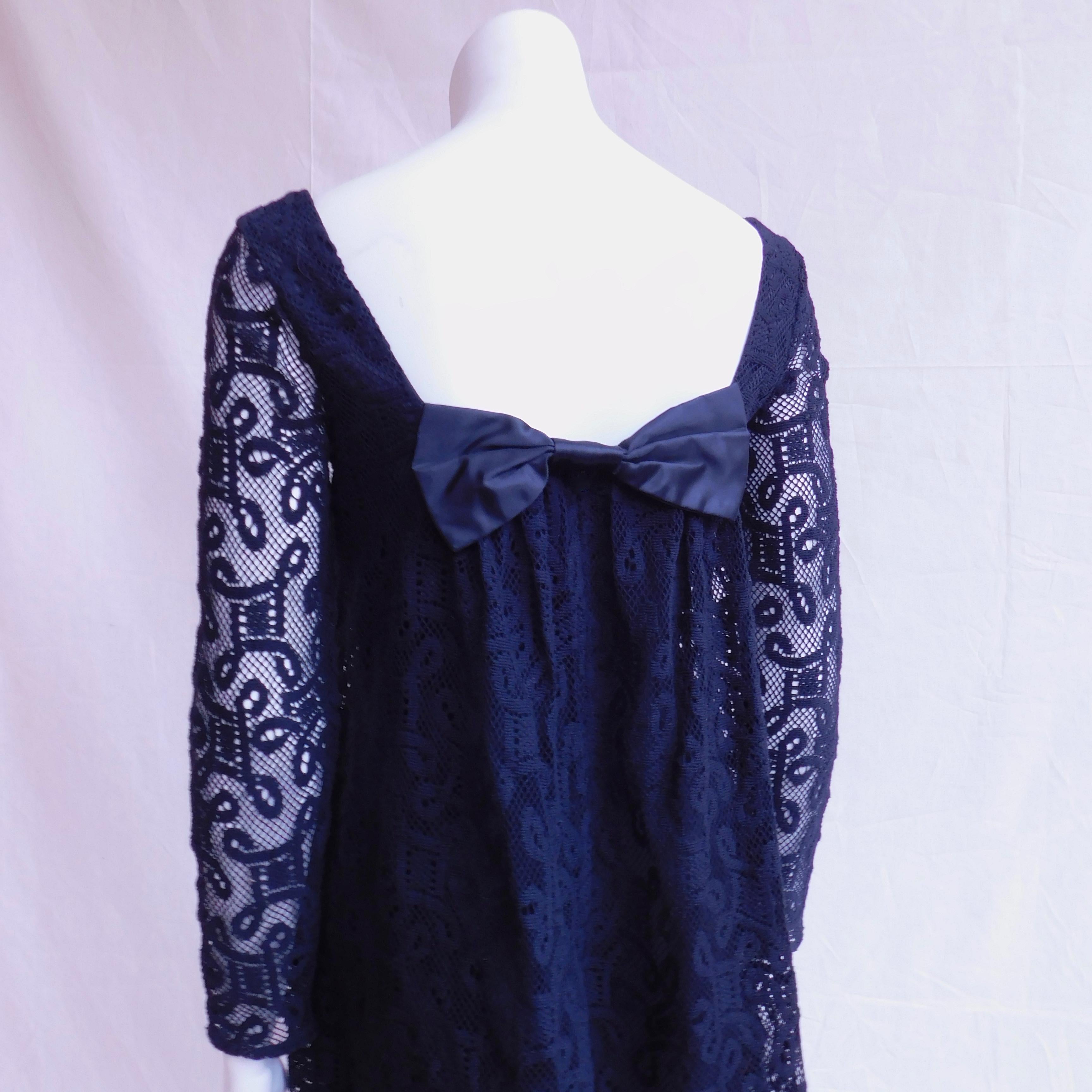 Anna Sui Dress made exclusively for Henri Bendel Chicago . Black cotton lace in an A-line 