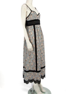 Anna Sui Floral Black Border Midi Dress Size M