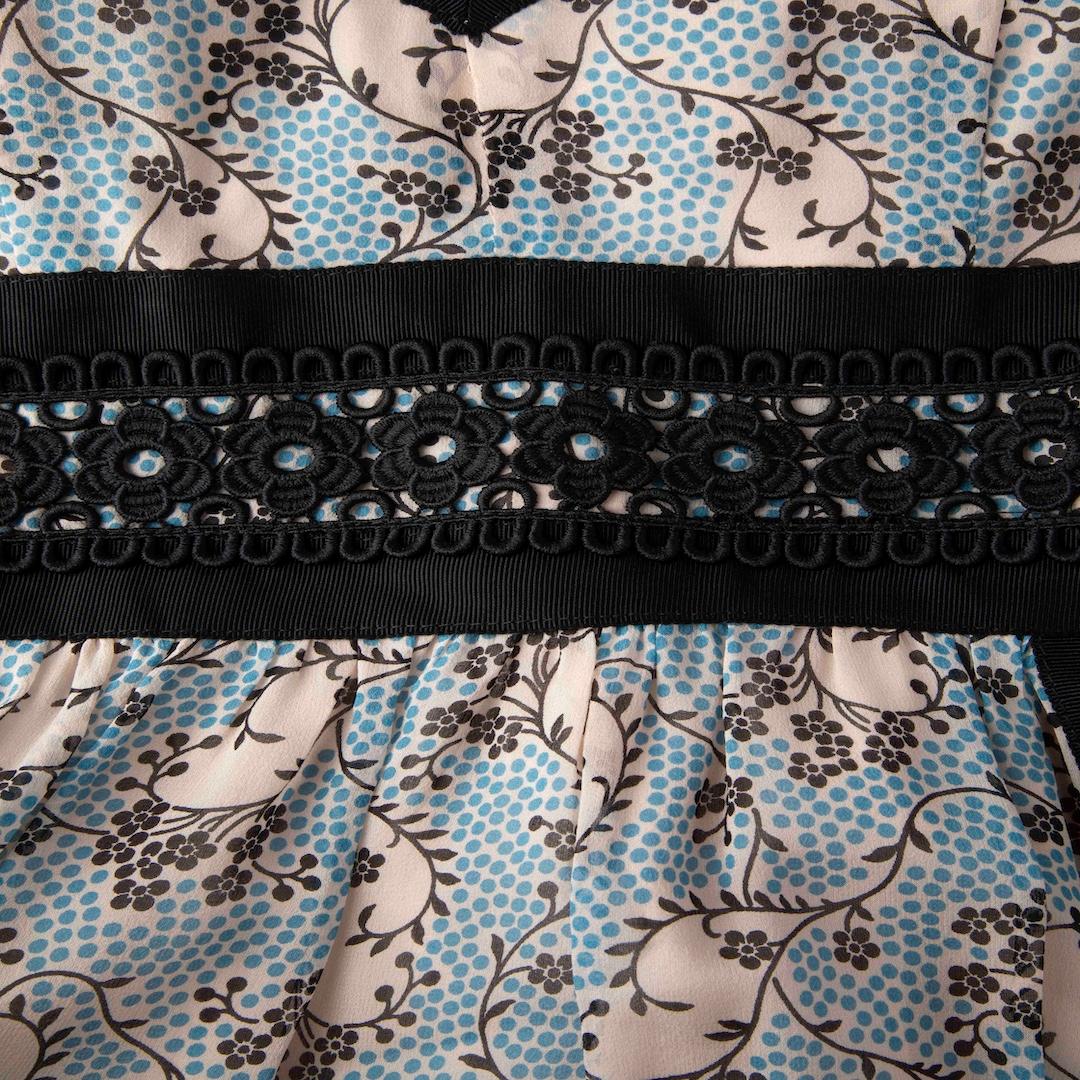 Women's Anna Sui Floral Black Border Midi Dress Size M