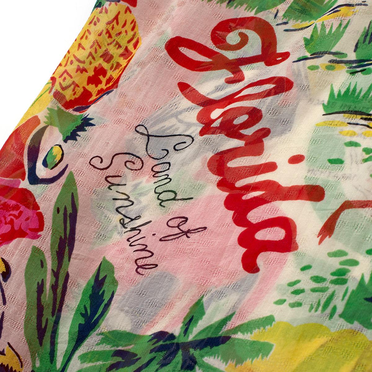 Women's Anna Sui Florida Plisse Printed Silk Midi Skirt US 4