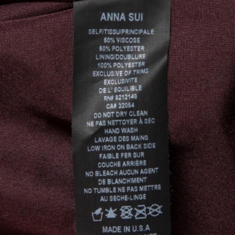 Anna Sui Gold Knitted Geometric Design High Waist Wide Leg Trouser M In Good Condition For Sale In Dubai, Al Qouz 2