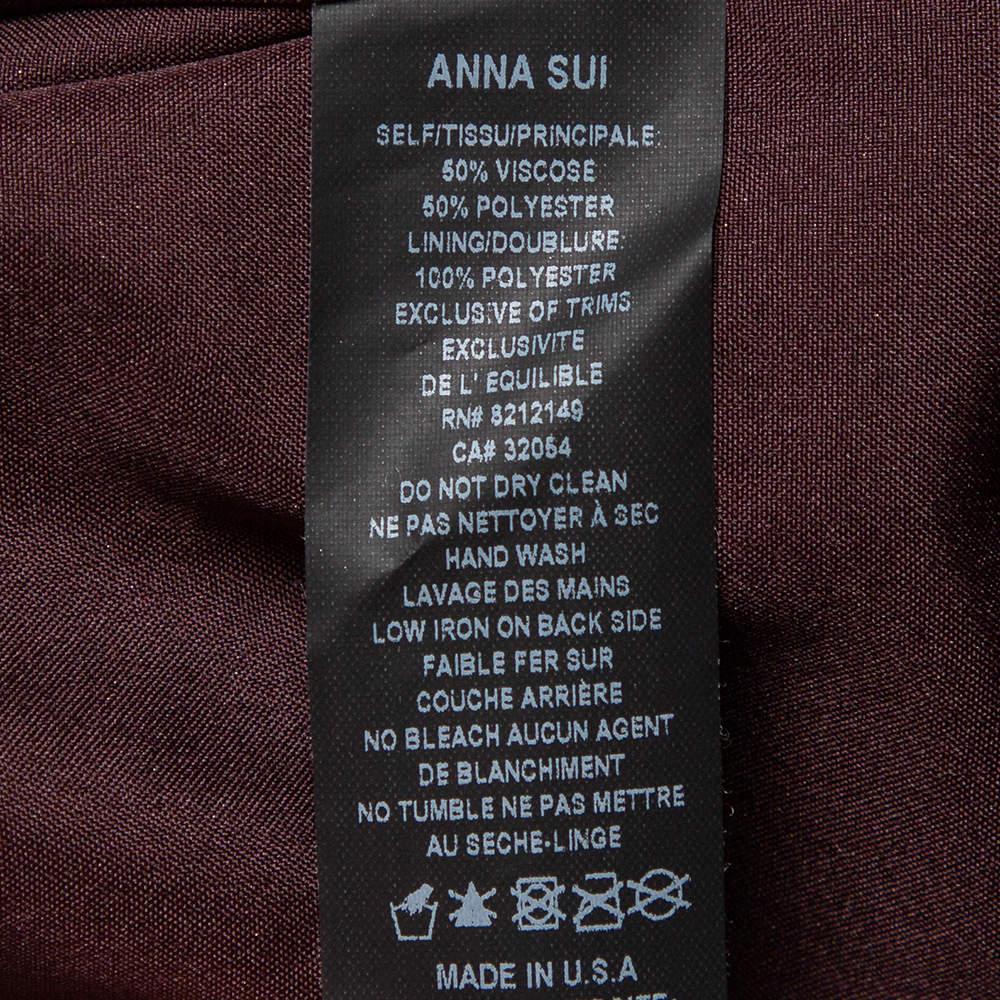Anna Sui Gold Knitted Geometric Design High Waist Wide Leg Trouser M For Sale 1