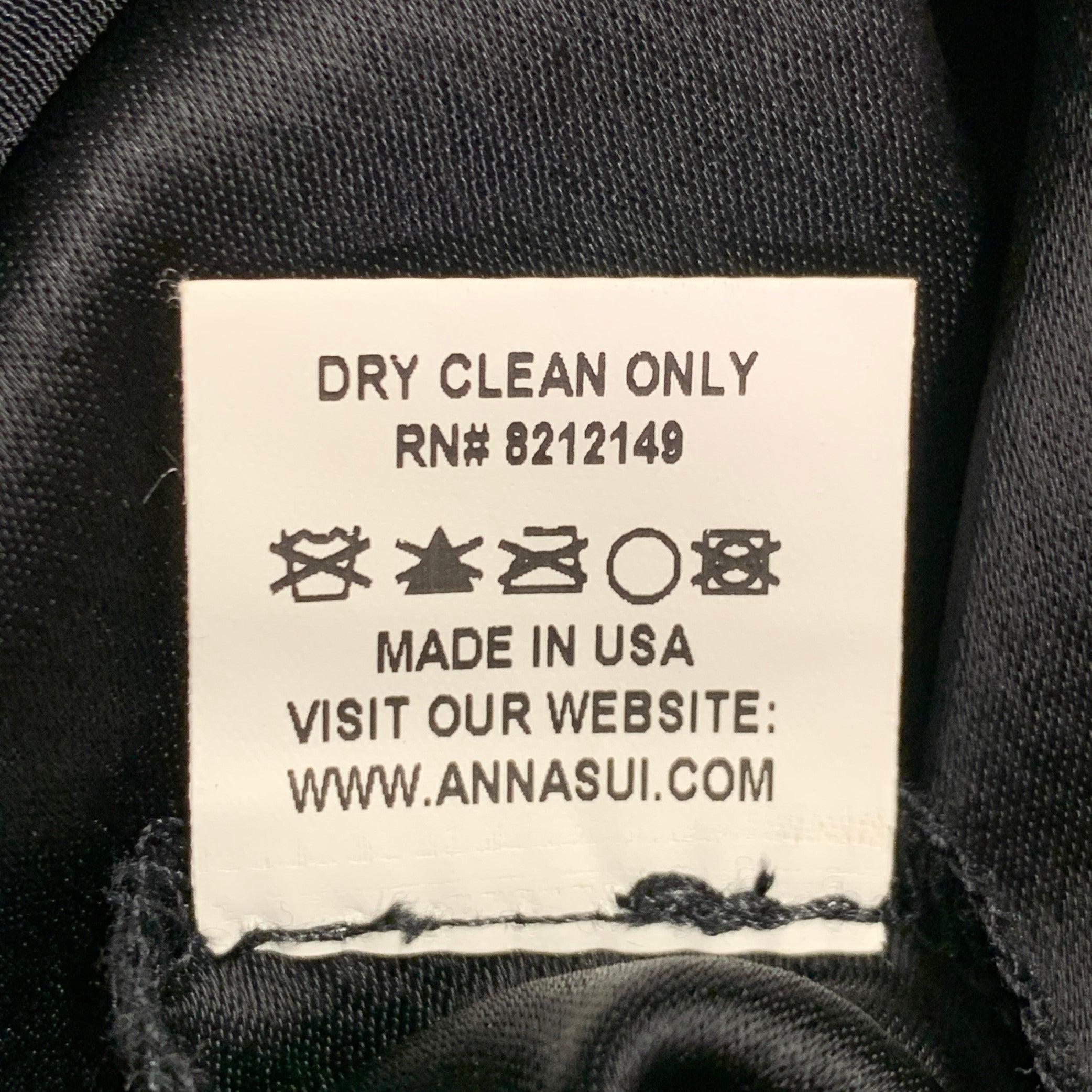 ANNA SUI Taglia 6 Vestito da cocktail a maniche corte in poliestere misto nero in vendita 5