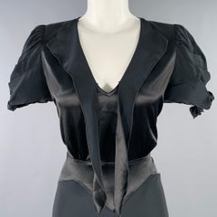 ANNA SUI Größe 6 Schwarzes Cocktailkleid mit kurzen Ärmeln aus Polyester und gemischten Stoffen