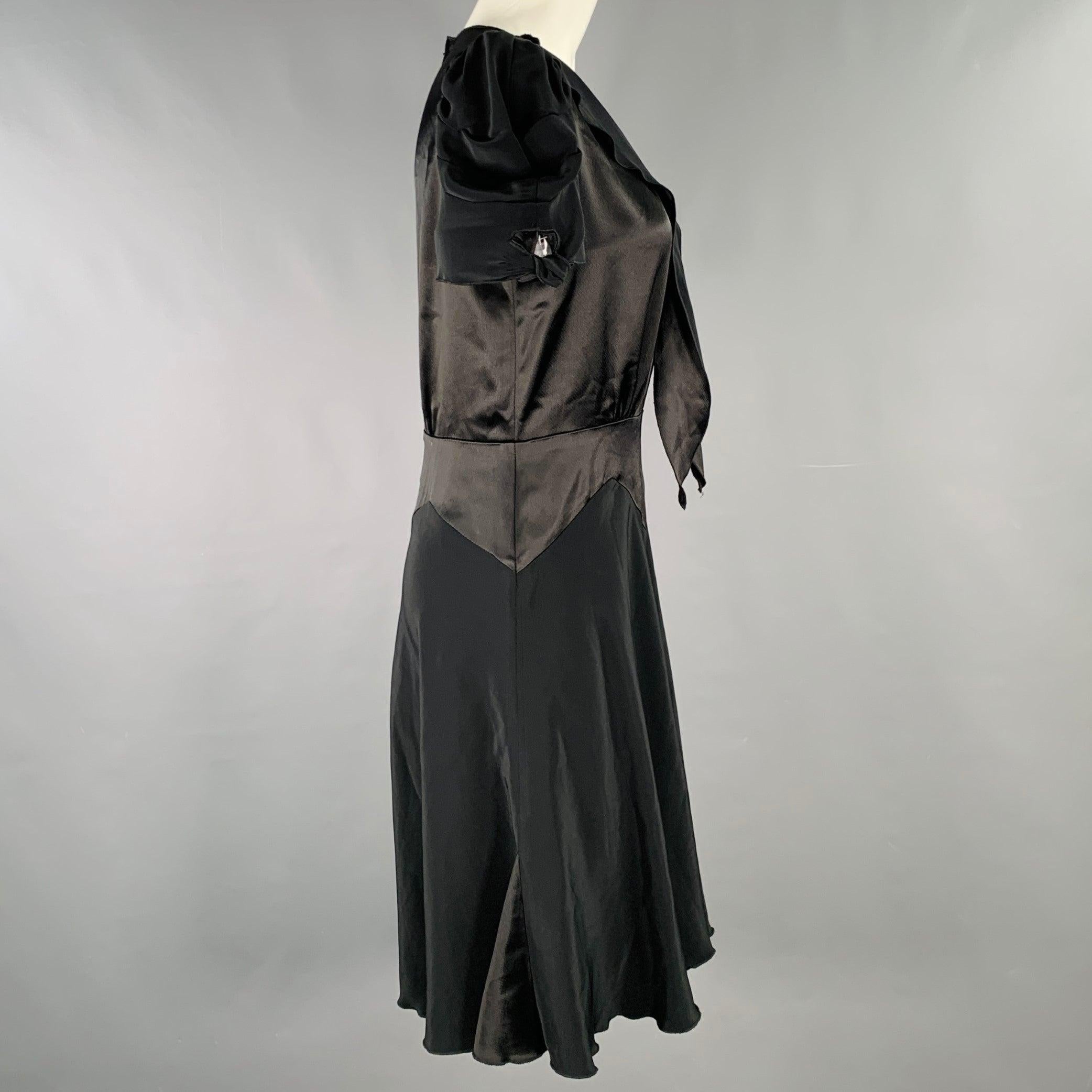 Nero ANNA SUI Taglia 6 Vestito da cocktail a maniche corte in poliestere misto nero in vendita
