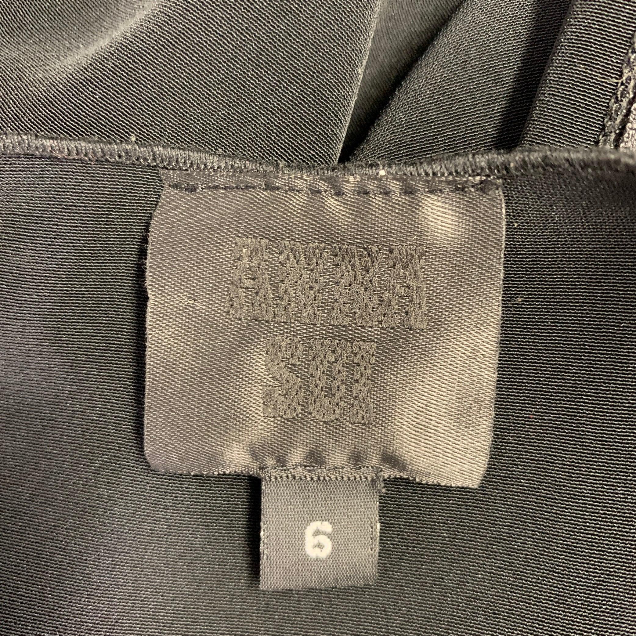 ANNA SUI Taglia 6 Vestito da cocktail a maniche corte in poliestere misto nero in vendita 3
