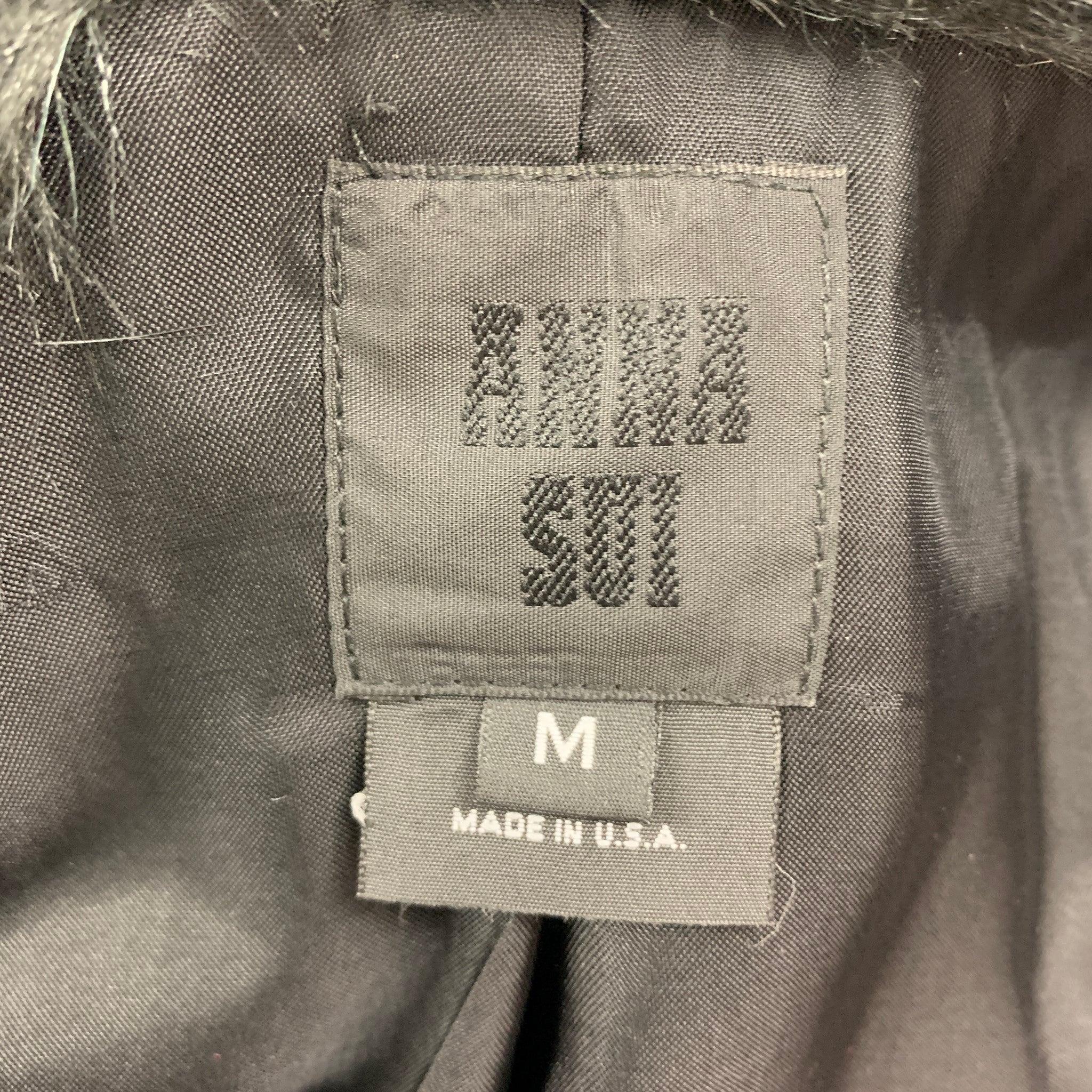 ANNA SUI Size M Black Polyester Textured Faux Fur Coat 1