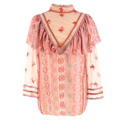 Anna Sui Tulle 
Chiffon Ruffle Blouse US 6