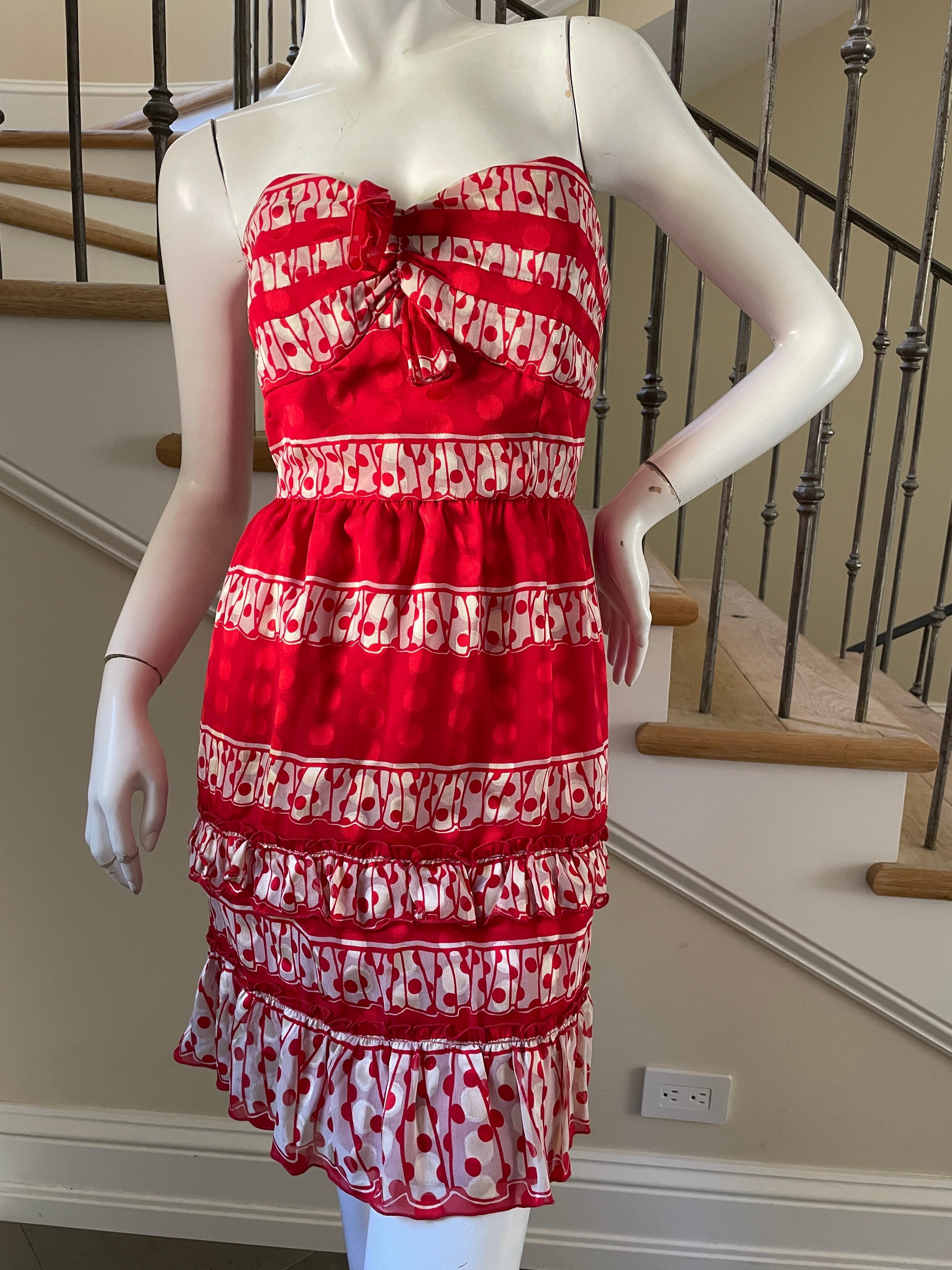 Anna Sui Vintage Festive Polka Dot Silk Party Dress  
Size 6 
Bust 34