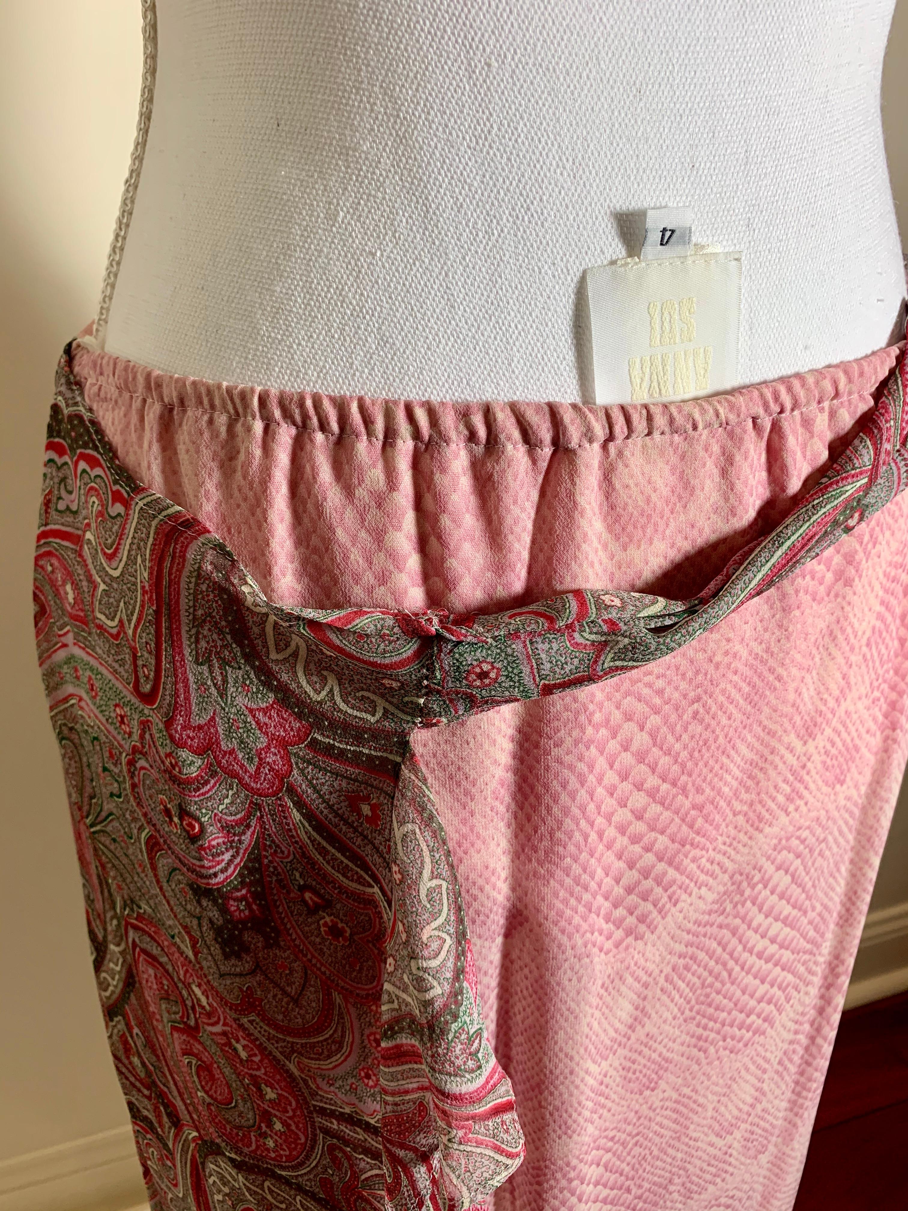 Anna Sui Vintage Two-Piece Pink Paisley & Snakeskin Print Ruffled Ensemble 1990s 4