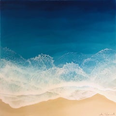 "Blue Ocean" Mixed Media painting of aerial view of deep blue ocean