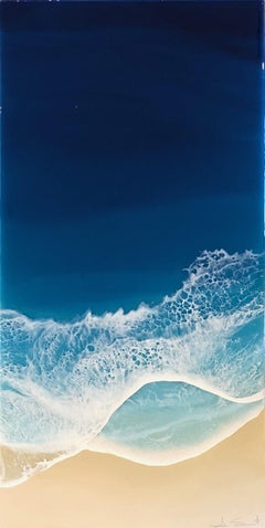 "Sea of Stars" Mixed Media painting of aerial view of deep blue ocean