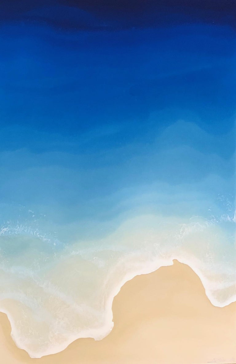 Anna Sweet Silent Sea Mixed Media Painting Of Aerial View Of