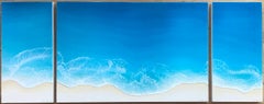 "Sprint Tide" mixed media painting of blue ocean from aerial view