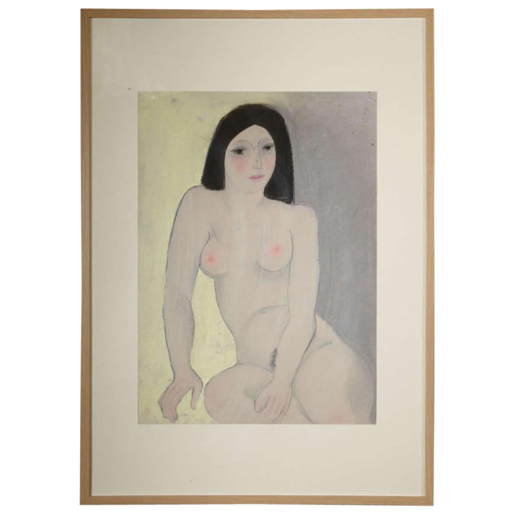 Anna Sylverberg Oil Pastel, Nude Serie 1962, as Monogram