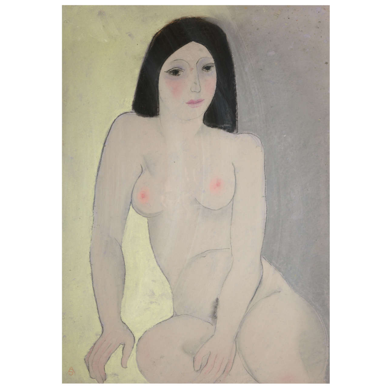 Anna Sylverberg oil pastel, part of a nude serie, AS monogram, 1962.
Good condition.