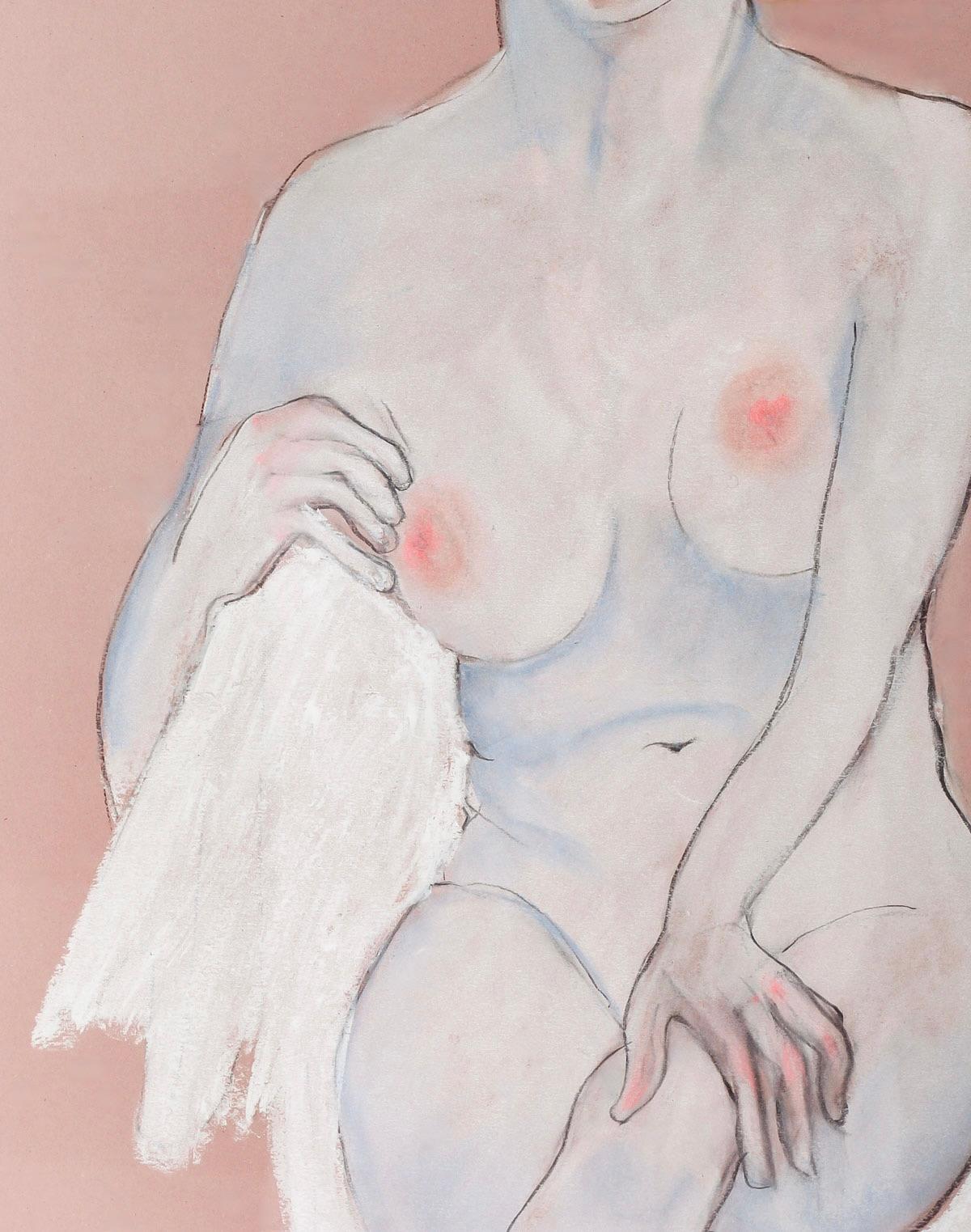 Papier Anna Sylverberg, pastel à l'huile, partie d'une série de nus, monogramme AS, 1962. en vente