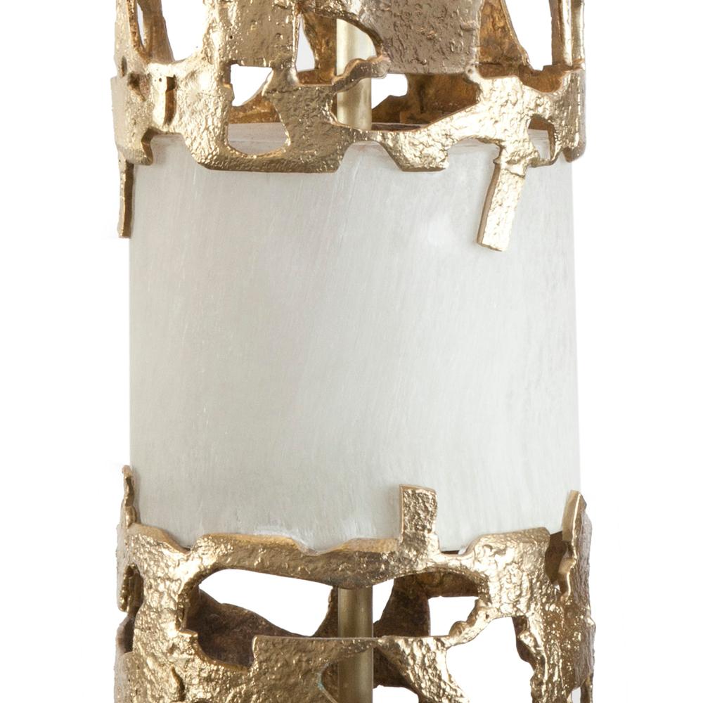 French Anna Table Lamp Bronze and Selenite For Sale