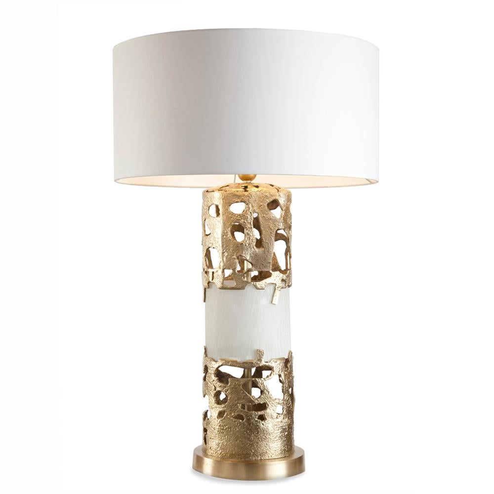Anna Table Lamp Bronze and Selenite For Sale