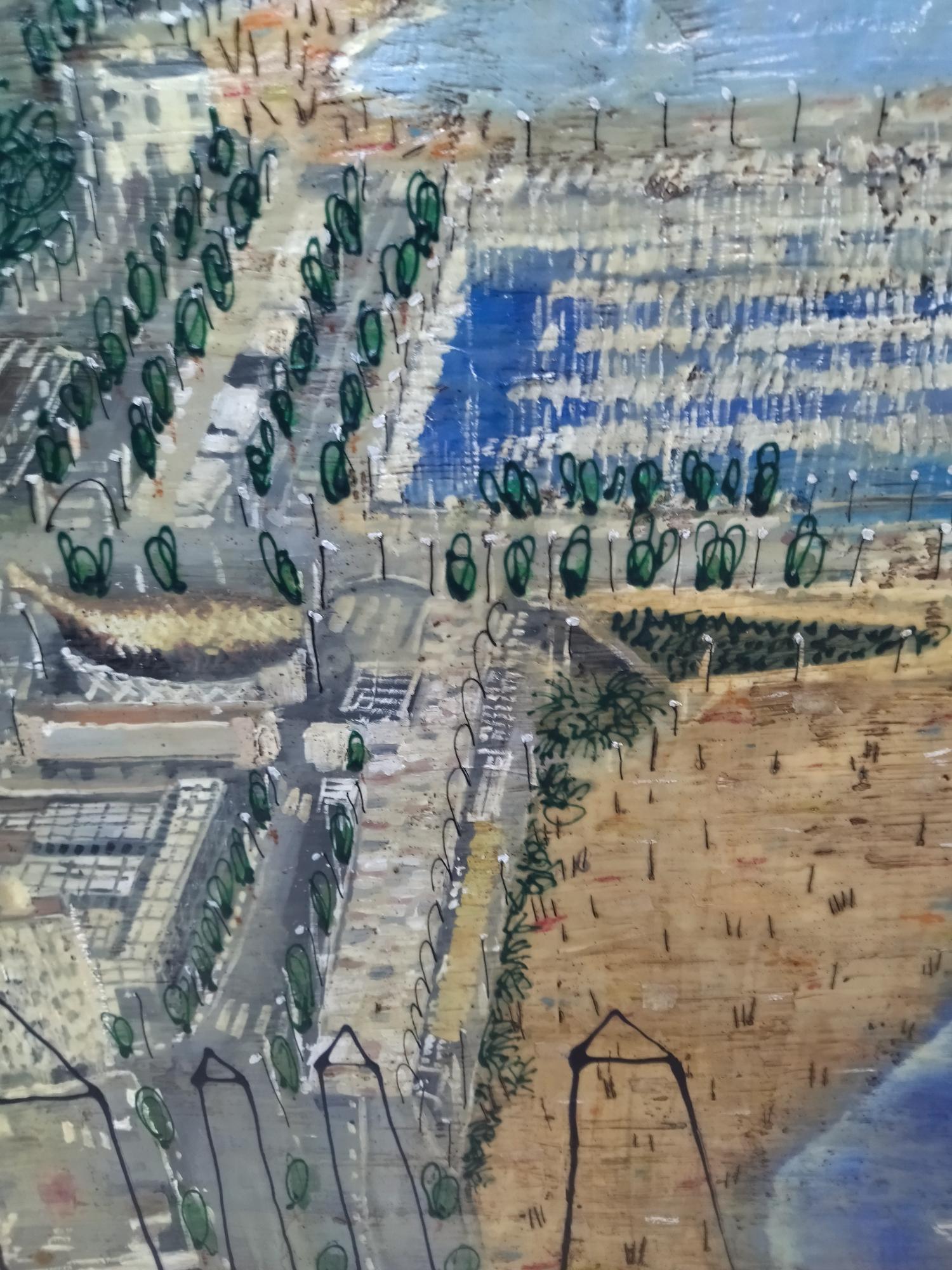 Anna Tamayo.  Pintura acrílica Port Olimpic - Landscape Painting Marrón de ANNA TAMAYO