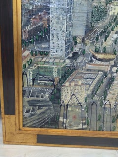 Peinture acrylique « Port Olimpic » de Barcelone, expressionniste, encadrée, 2010+