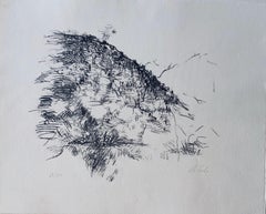 Litografía abstracta expresionista israelí alemana de Judeah Hills