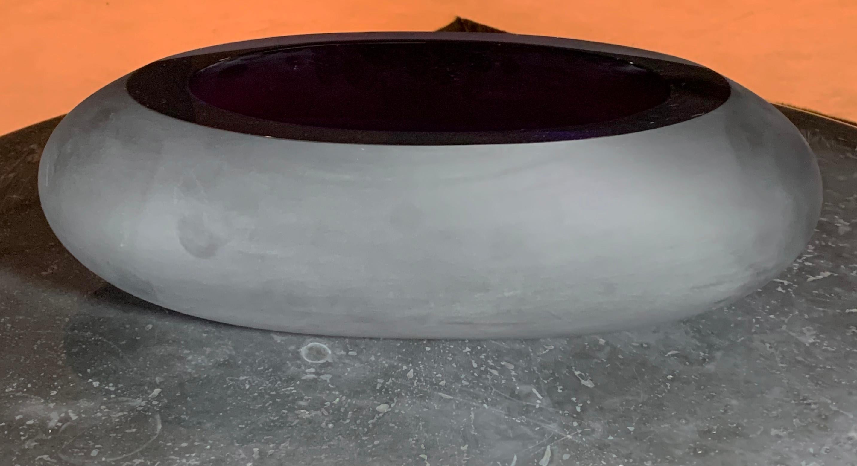 Czech Anna Torfs - Modern Purple Glass Centrepiece Vase - Belgian Art Glass