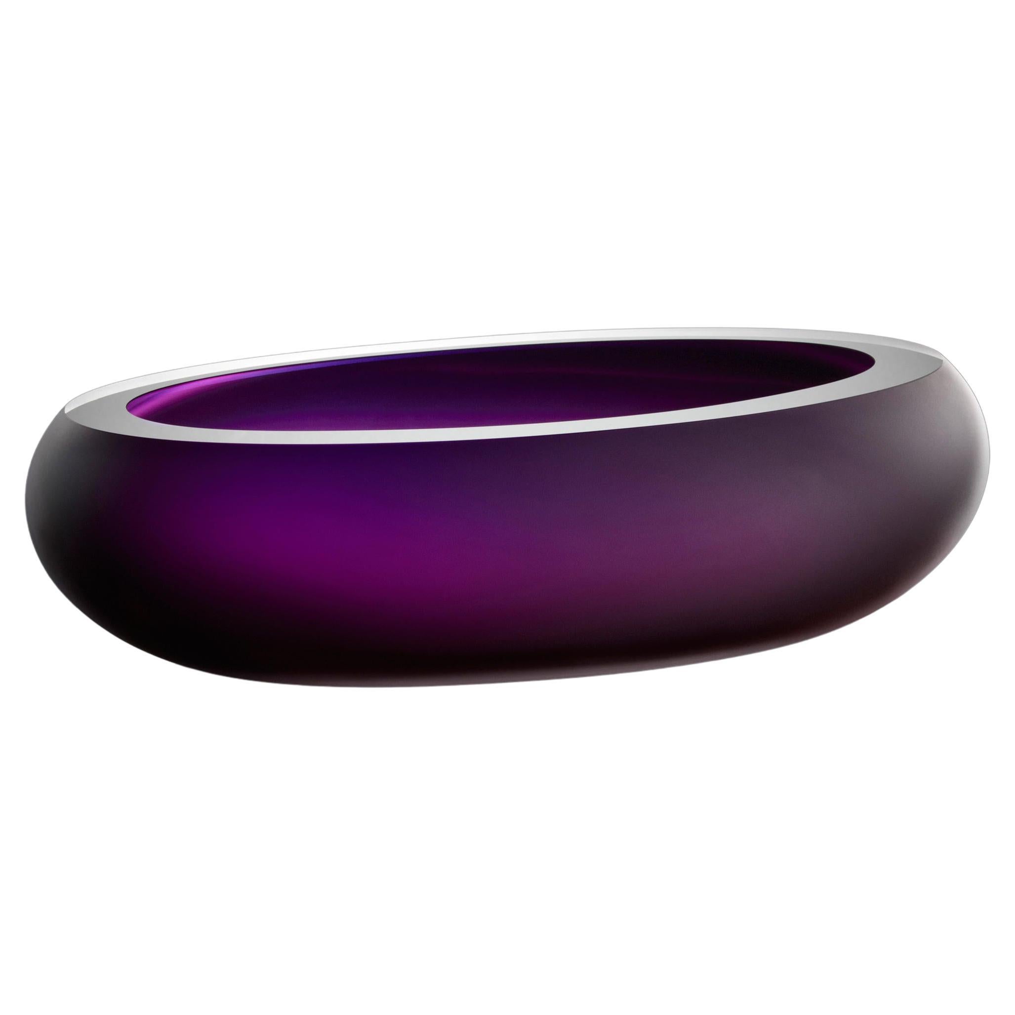 Anna Torfs - Modern Purple Glass Centrepiece Vase - Belgian Art Glass