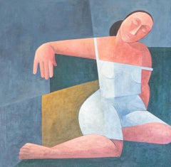 "Absorta". Figurativo, minimalista, figura umana, ritratto