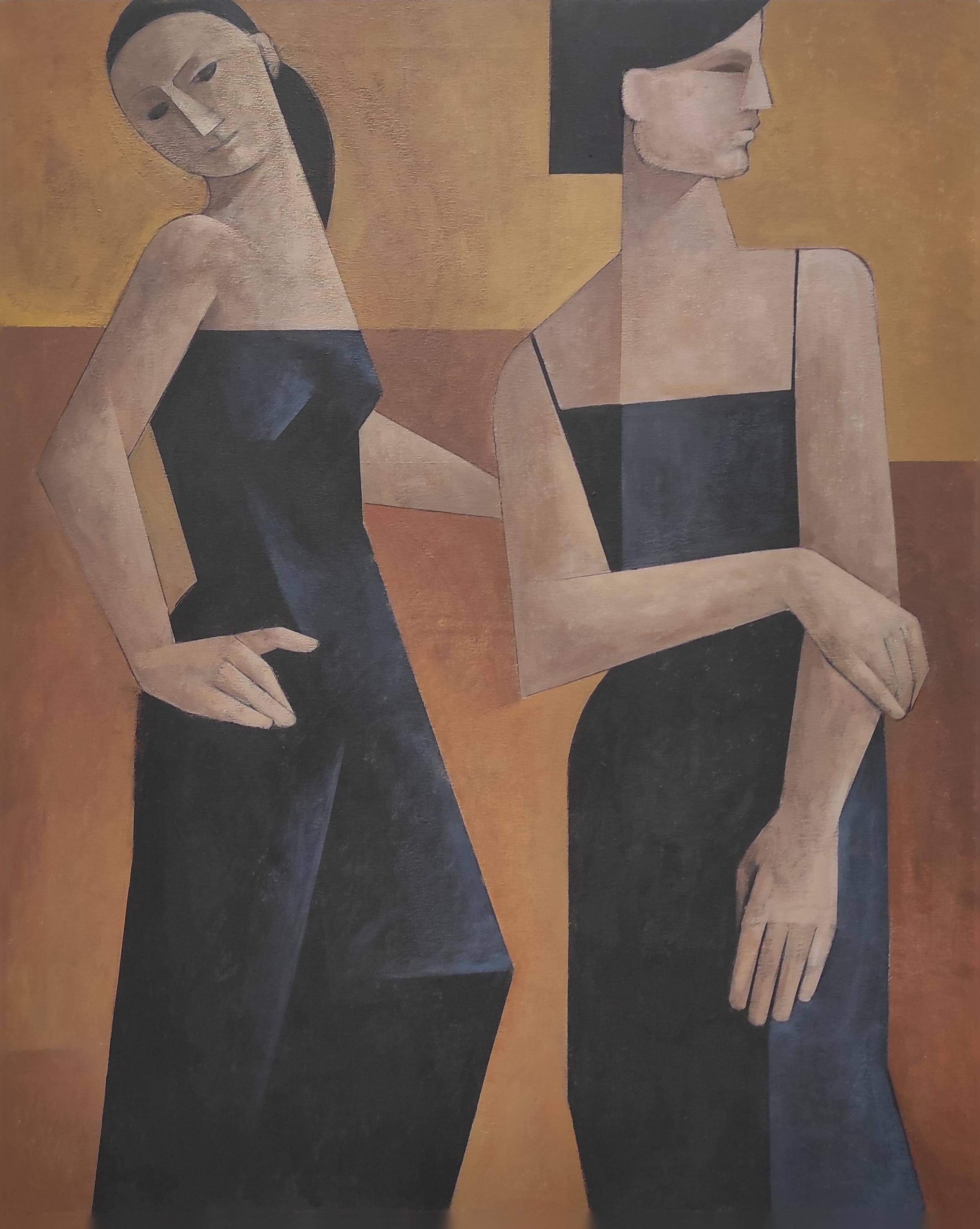 Figurative Painting de Anna Tubau - "Ellas". Figurativo, minimalista, figura humana, retrato