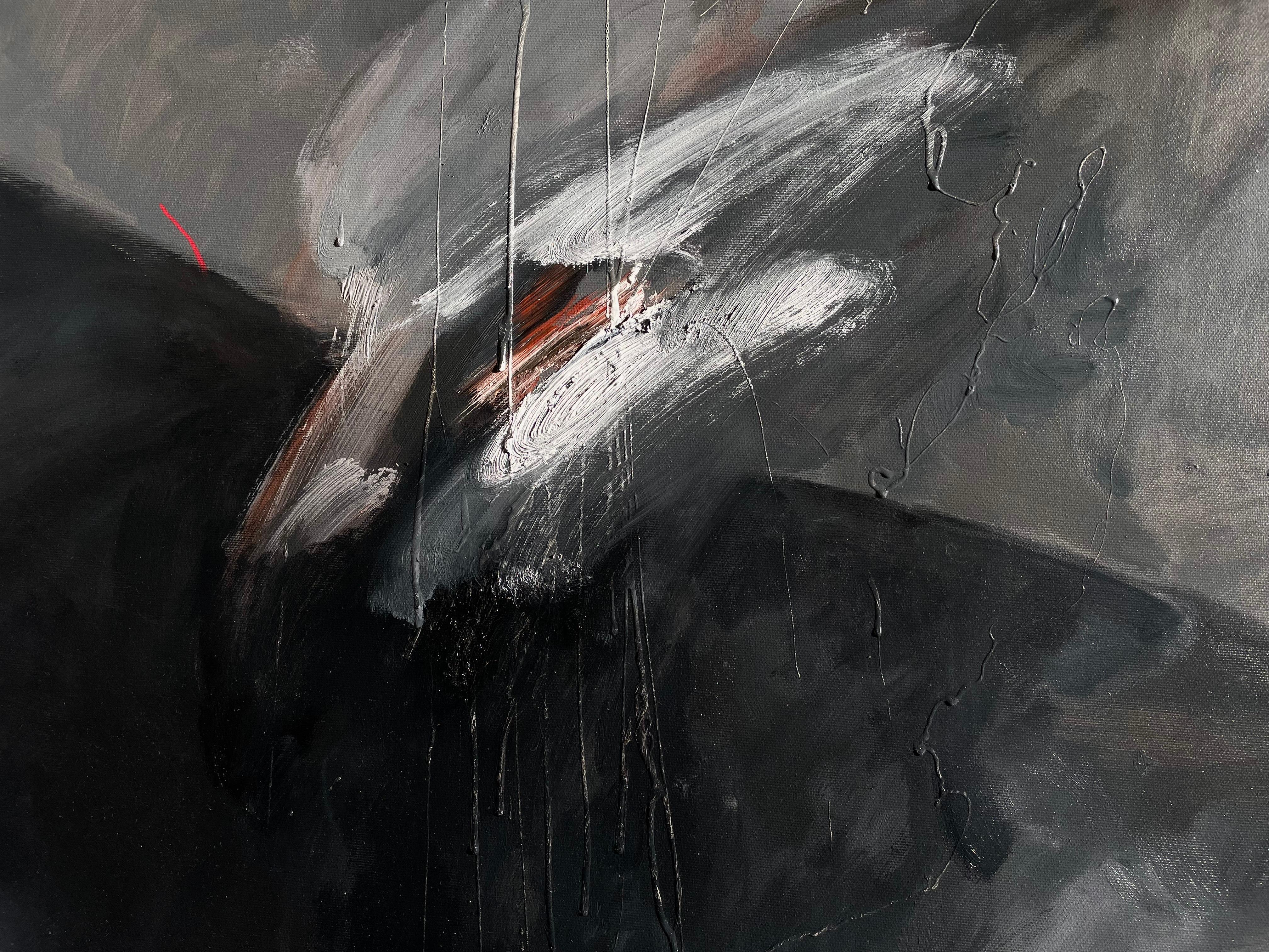 CONTEMPORARY ABSTRACT Tiere Dunkelrot Text Ukranian Künstlerin Anna Veriki 2024 im Angebot 1
