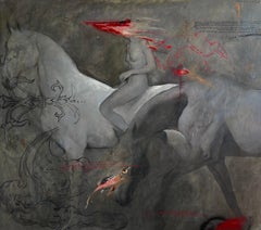ASSTRATTO CONTEMPORANEO Animali Umani Testo rosso scuro Artista ucraina Anna Veriki
