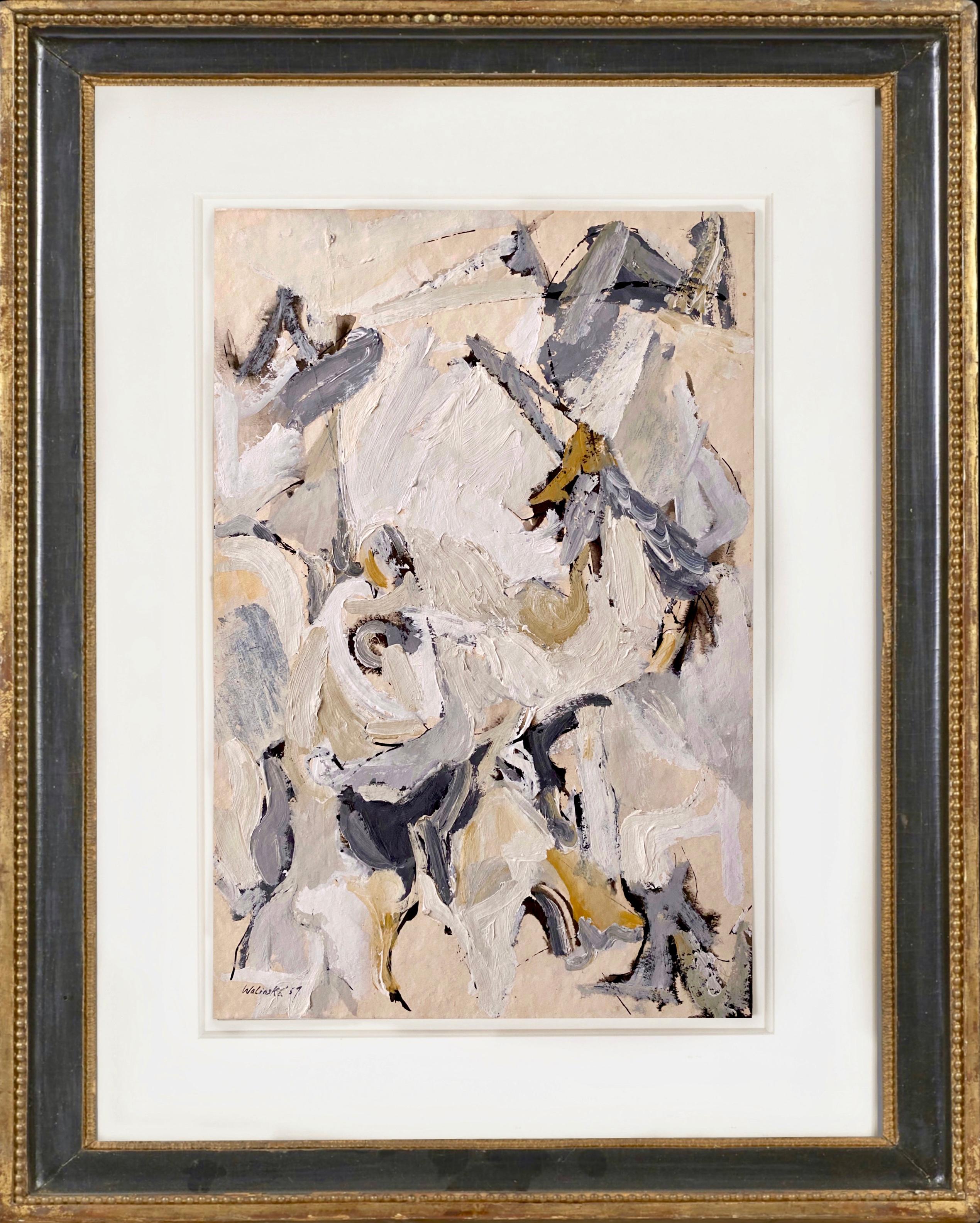 Volo per l'Egitto - Abstract Painting Grigio di Anna Walinska