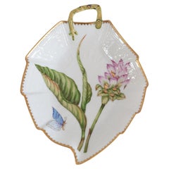 Antique Anna Weatherley Designs Hand-Painted Leaf-Shaped Tray with Handle