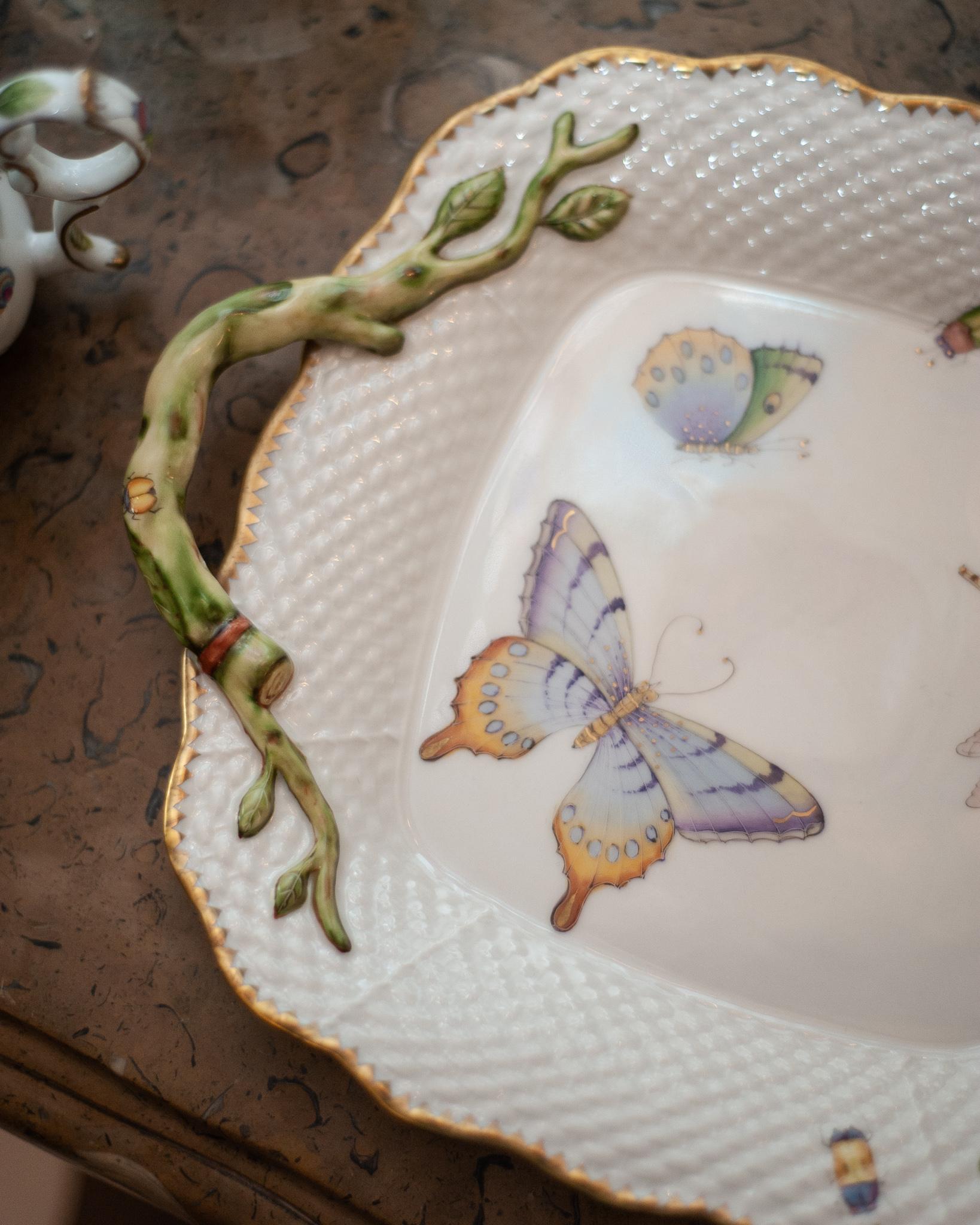 American Anna Weatherley Designs Hand-Painted Serving Tray with Handles For Sale