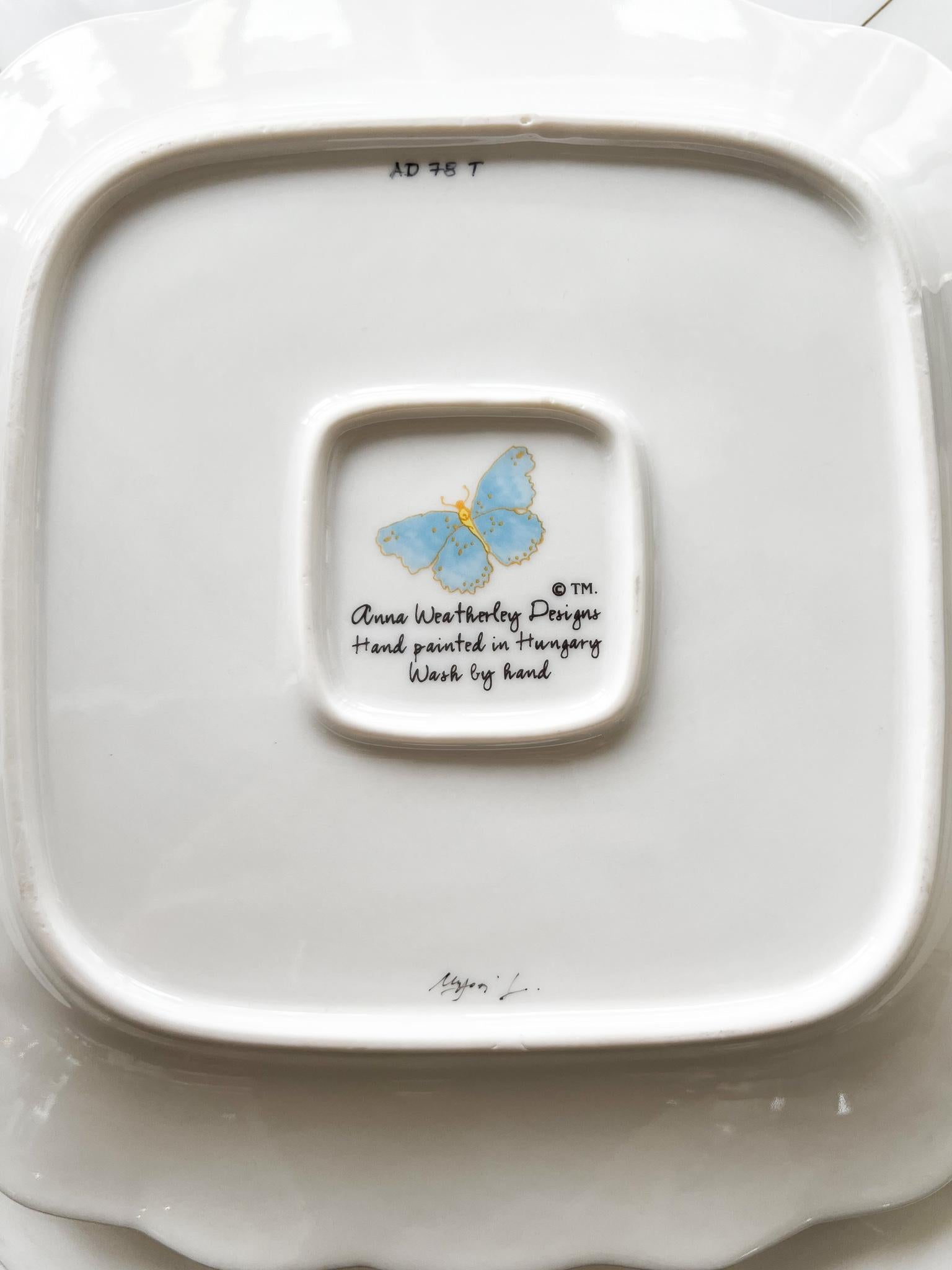 Contemporary Anna Weatherley Designs Hand-Painted Serving Tray with Handles For Sale