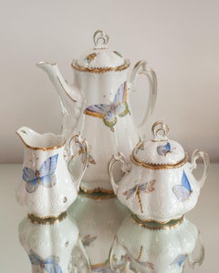 Anna Weatherley Designs Three Piece Tea Set Hand-Painted with Butterflies