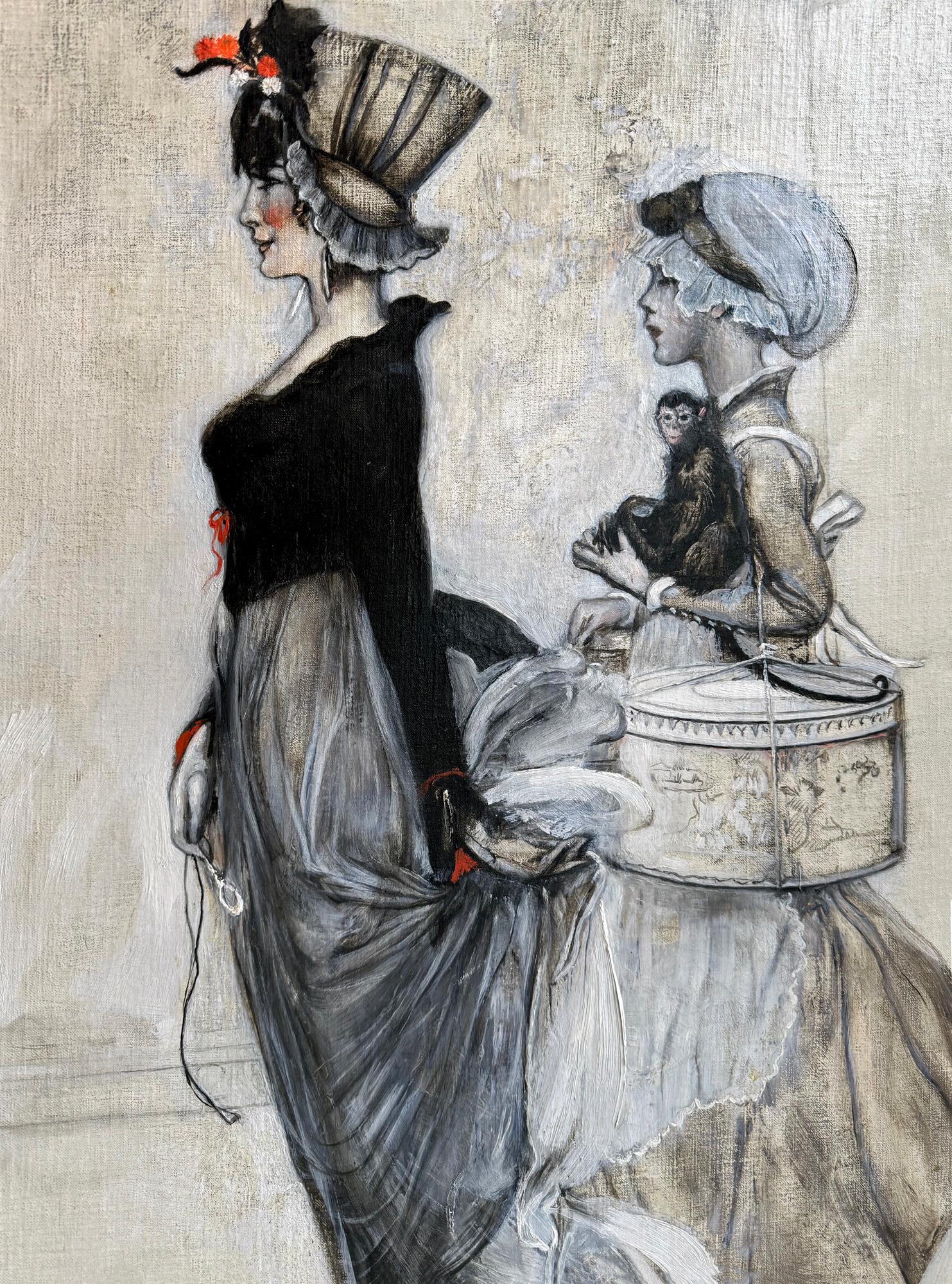 Illustratrice donna, Flapper del 1800, Monocromatica - Painting di Anna Whelan Betts