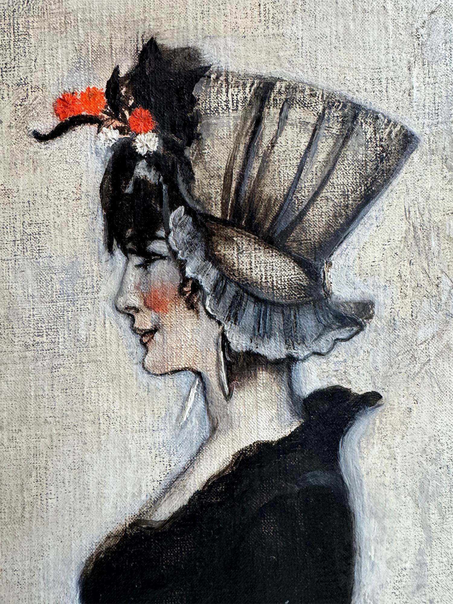 Illustratrice donna, Flapper del 1800, Monocromatica - Painting Impressionismo americano di Anna Whelan Betts