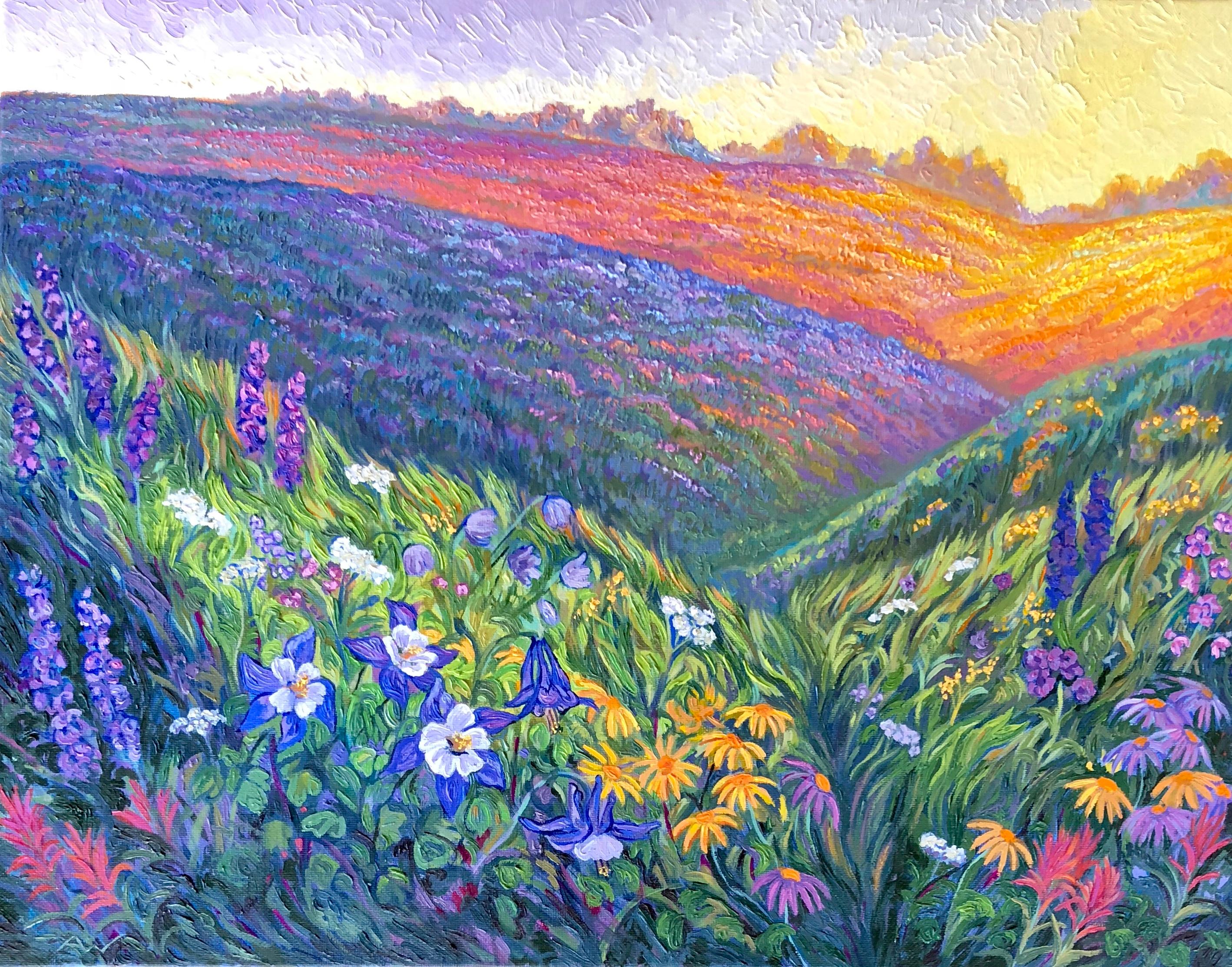 Anna Widmer Landscape Painting - Wildflower Valley