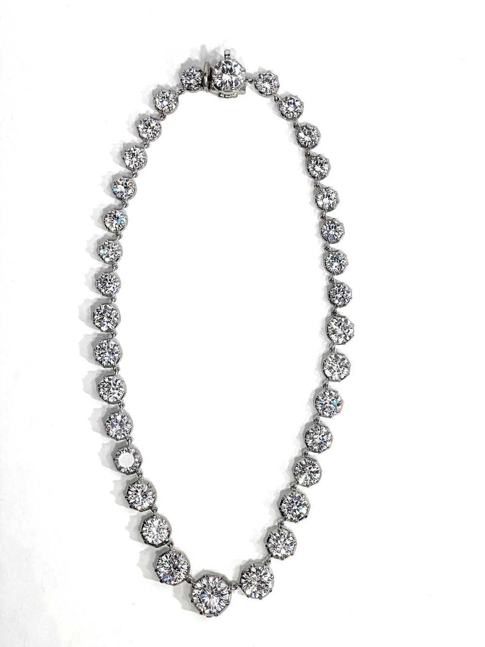 Belle Époque Anna Wintour Antique Style Lab CZ Diamond Sterling Costume Jewelry Necklace in vendita