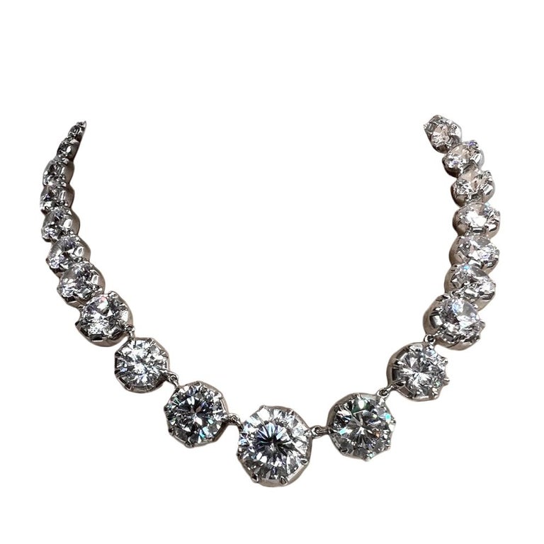 Anna Wintour Antique Style Lab CZ Diamond Cut Sterling Costume