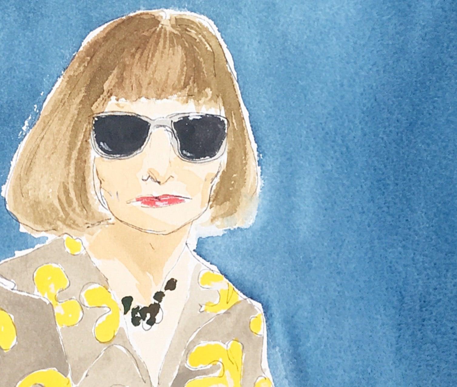 Modern Anna Wintour, One of a Kind Watercolor
