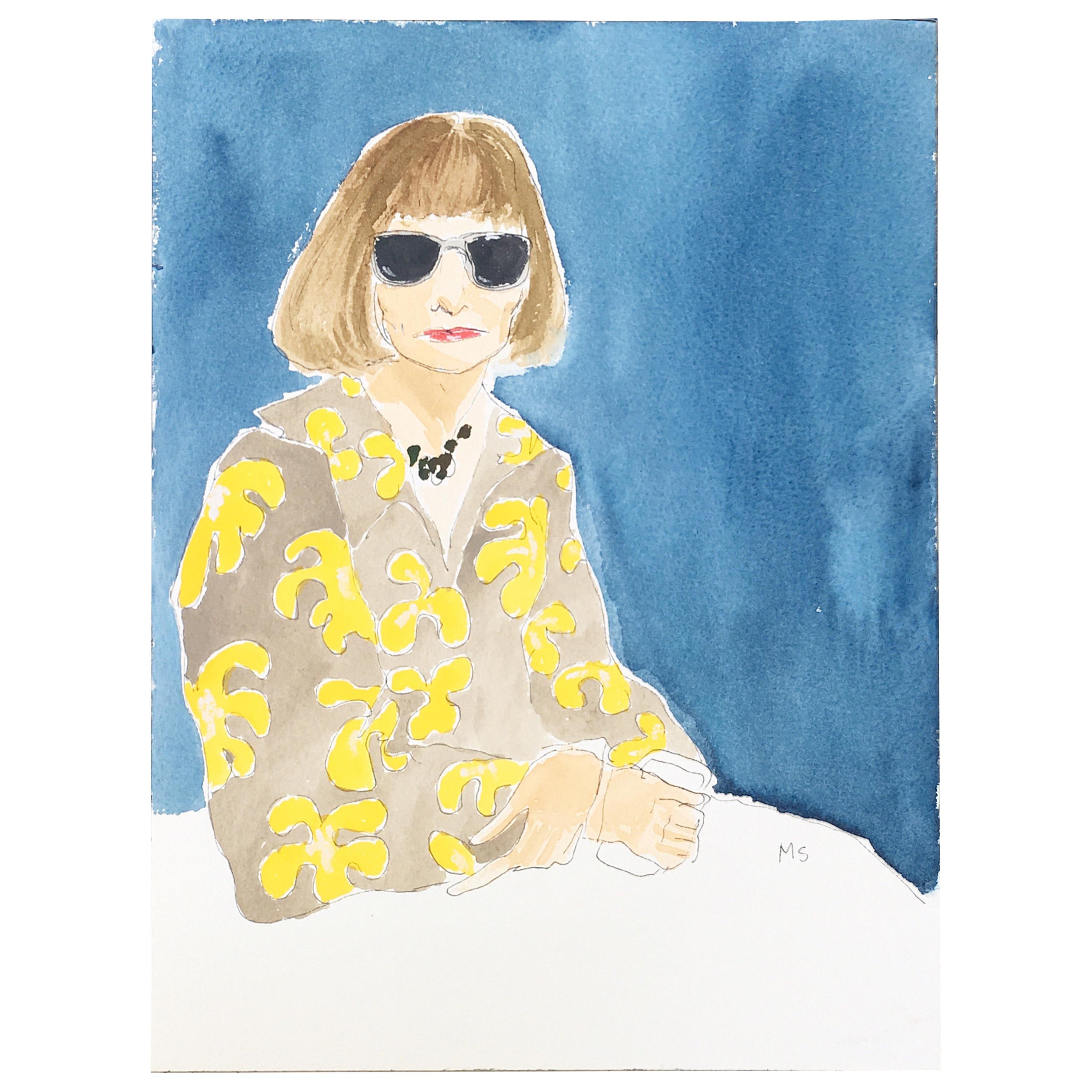 Anna Wintour, One of a Kind Watercolor