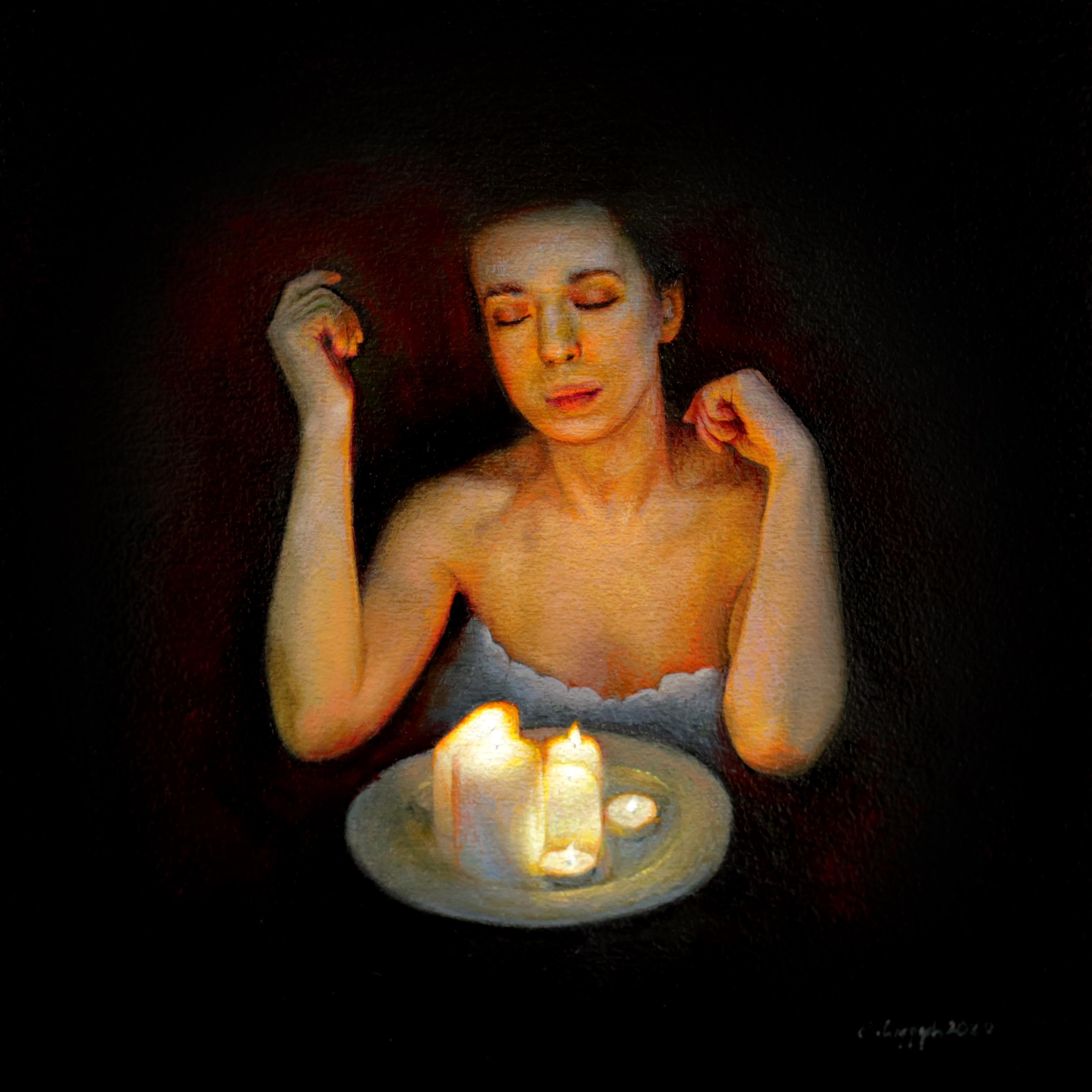 Anna Wypch Still-Life Painting - "Flame" Oil Painting