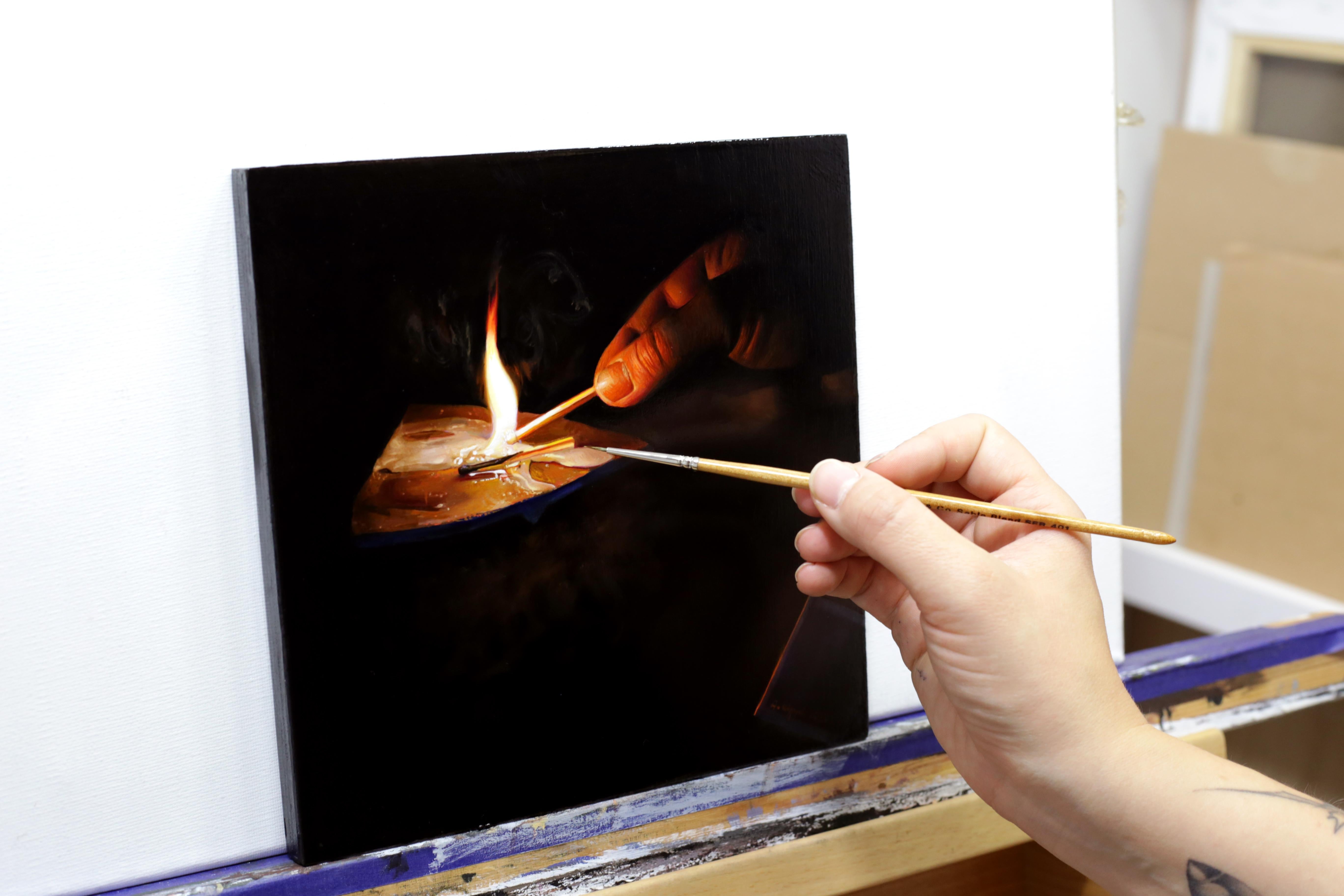 oil painting fire