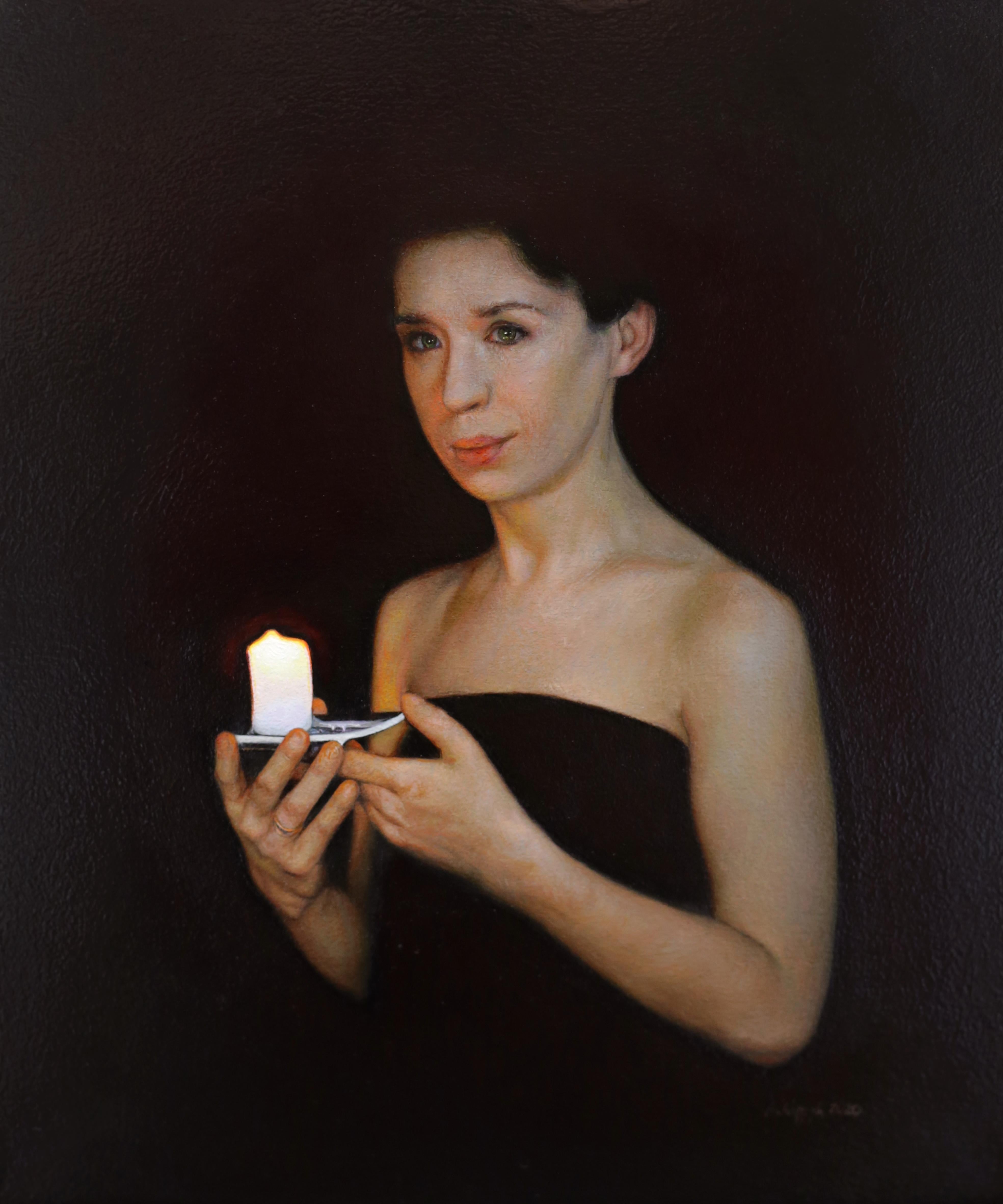 Anna Wypch Figurative Painting - "Own light" Oil Painting