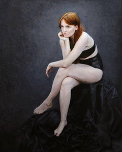 "The Thinker:" Portrait Painting of a Pensive Redhead